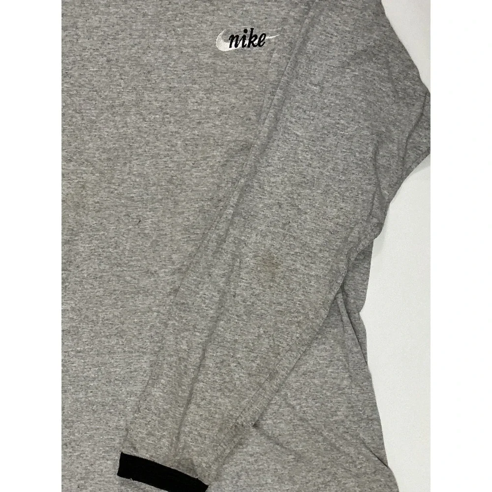 VTG USA Made 90s Nike Gray Long Sleeve Swoosh Ringer T Shirt Mens‎ M Distressed
